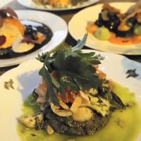 Entrée iodée avec "champignons huître" at Magu in Helsinki