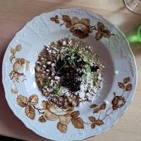 Spring menu 2025 - oat risotto with morels at Magu in Helsinki