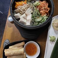 Spring rolls and bibimbap bowl at Kimchi Hop House in Dublin