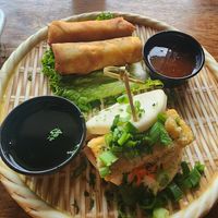 Egg rolls and bao at Cris and John in Dallas