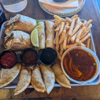 Vegan angry phoritto platter at Cris and John in Dallas