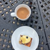 Slice of blueberry and lemon cake, which I enjoyed at home with a nice cup of tea at The Purple Carrot in Malton