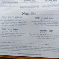 Noodle menu (July 2025) at Life Alive Organic Cafe in Boston