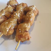 Satay skewers at Chat For Tea in Ballarat