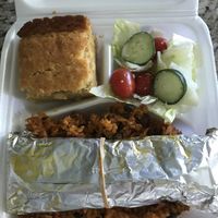 Vegan meal. Love the cornbread! at Latinas Kitchen  in Waipahu
