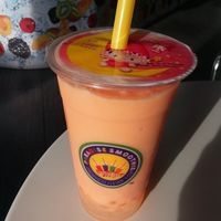 Papaya smoothie with lychee popping pearls at Paradise Smoothie in Fort Myers