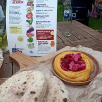 Zoete aardappel hummus at Theetuin in Eemnes