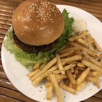 Red bean burger at Veggie Box in Phong Nha