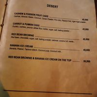 Menu desserts at Veggie Box in Phong Nha