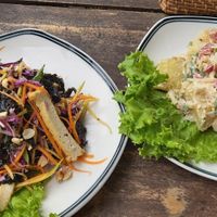 Seaweed salad and potato salad at Veggie Box in Phong Nha