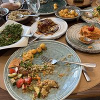 Lentil burgul frekeh tabuleh salad baba ghanoog mushroom…   at Levant in Amman