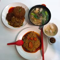 Vege duck rice, wonton soup and wonton noodles at Green Bliss Habitat 綠福苑 - Fortune Centre in Central Singapore