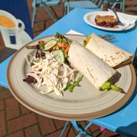 Roasted vegetables wrap (cut weird so neither side was sealed) at The Narrowbar Cafe in Penrith