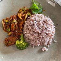 R22 VEGAN STINKY BEAN PETAI BROWN RICE (DRY, SPICY)
 at Vegan Life in Perak