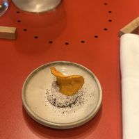 Sweet potato crisp in a cream saucee  at Aromaticus in Rome