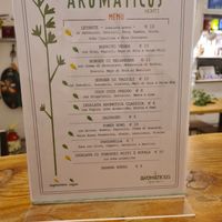 Menu at Aromaticus in Rome