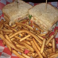 Vegan Chickpea salad sandwich with a side of fries at Jekyll & Hyde's Gastropub in Erie