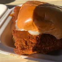 nashville hot chickn sandwich at The BE-Hive in Nashville