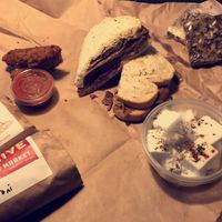 Ruben, mozzarella, cheese sticks, CBD coconut bars, plus chorizo and pepperoni  at The BE-Hive in Nashville