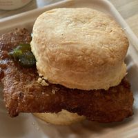 I don’t remember the proper title, but it’s a “chicken” biscuit sandwich.   at The BE-Hive in Nashville