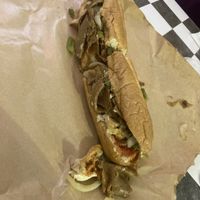 Steak and cheese I couldn’t find the cheese woulda liked more fyi basically seiten  peppers n bread   at The BE-Hive in Nashville