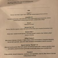 Menu Preview (with preview prices - these will change) at Soil in Vancouver