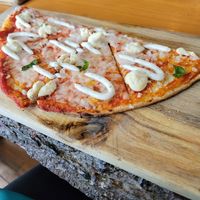 Esposito pizza at Vegan Cave Tanoor Pizza in Vancouver