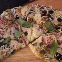 Pizza at Vegan Cave Tanoor Pizza in Vancouver