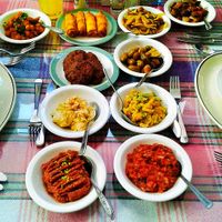 Over 30 types of  mezes, including herby vegetable pastries, vegan kofte and many more delicious dishes made using our home grown, organic crop, fresh from the Gazan allotment! at Gazan in Kyrenia