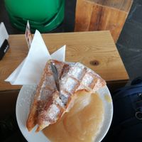 Vegan waffle with apple sauce at Hermann in Freiburg