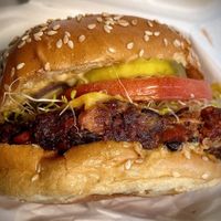 Mushroom burger  at Next Level Veggie Grill - UCLA Ackerman Union in West Los Angeles