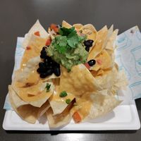 Vegan nachos (chipotle aioli given after) at Golden Road Brewing - DTLA in Los Angeles