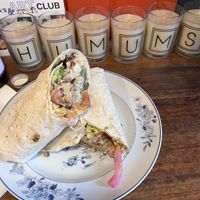 Felafel and baba ghanoush wrap with cauliflowerr  at Hummus in Edinburgh