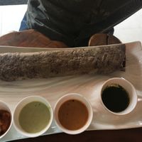 The buckwheat dosa wrap (the owner gave extra of the sauces!) at Kokum Bistro in Jaipur