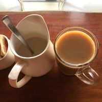 Coffee with warm soy milk at Kokum Bistro in Jaipur