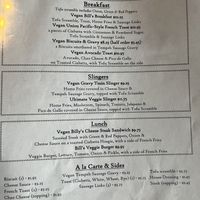 Vegan menu   at Railroad Bill's Dining Car in Des Moines