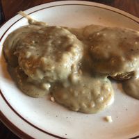 Biscuits and gravy at Railroad Bill's Dining Car in Des Moines