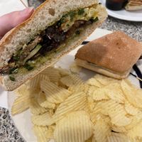 Vegan Garden Sandwich with chips  at Sitwell's in Cincinnati