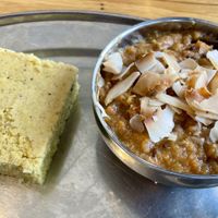Overly salted Lentil soup w/dry corn breadd  at Green Sage Cafe - Broadway in Asheville