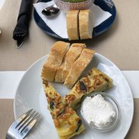 Tortilla and zucchini soup at Cafe Madrigal in Valencia