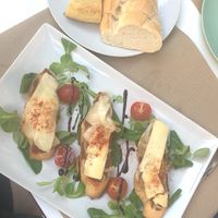 Quiche and bread with bruschetta  at Cafe Madrigal in Valencia