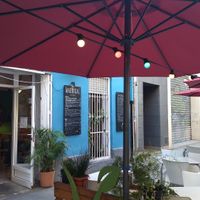 Terrace on street side at Cafe Madrigal in Valencia