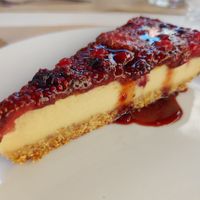 Red fruit cheesecake at Cafe Madrigal in Valencia