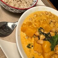 Chickpea and pumpkin curry at Cafe Madrigal in Valencia