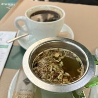 Coffee and herbal tea at Cafe Madrigal in Valencia