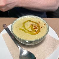 Crema of celery and potato   at Cafe Madrigal in Valencia