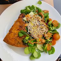 Quiche with salad at Cafe Madrigal in Valencia