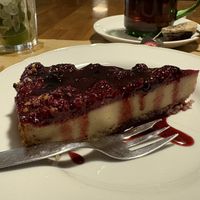 Cheesecake with red fruit   at Cafe Madrigal in Valencia