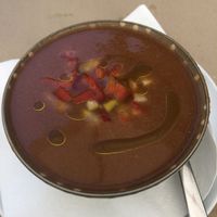 Gazpacho de Sandip - delicious cold and sweet at Cafe Madrigal in Valencia