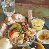 Swedish breakfast plate, vegan option. at Jorden ar bla som en apelsin in Uppsala
